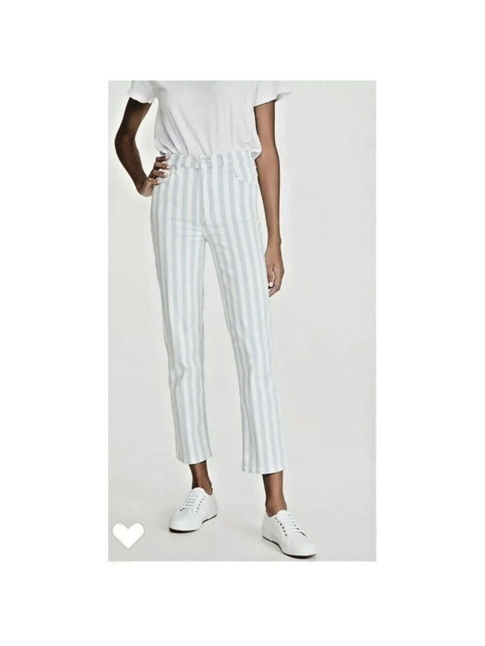 J Brand Jules EcoWash Striped Jeans High Rise Blue & White Pants Size 30